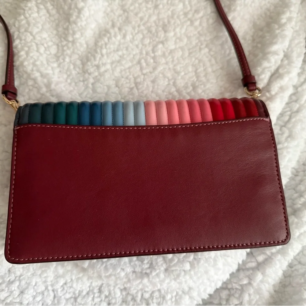 Coach Anna Foldover crossbody clutch with linear rainbow quilting - Picture 3 of 10